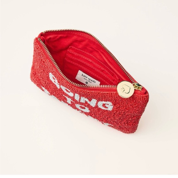 kate spade red beaded 'GOING TO TARGET' cosmetic pouch - Picture 2 of 3